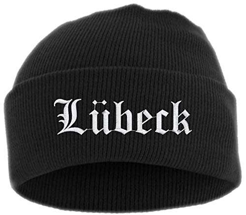 sostex Lübeck Umschlagmütze - Altdeutsch - Bestickt - Mütze mit breitem Umschlag Einheitsgröße Schwarz von sostex