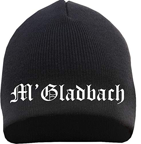 sostex M.Gladbach Beanie Mütze - Altdeutsch - Bestickt - Strickmütze Wintermütze - Gladbach Mönchengladbach Einheitsgröße Schwarz von sostex
