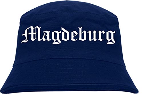 sostex Magdeburg Fischerhut - Dunkelblau - Altdeutsch - Bedruckt - Bucket Hat Anglerhut Hut L/XL Dunkelblau von sostex