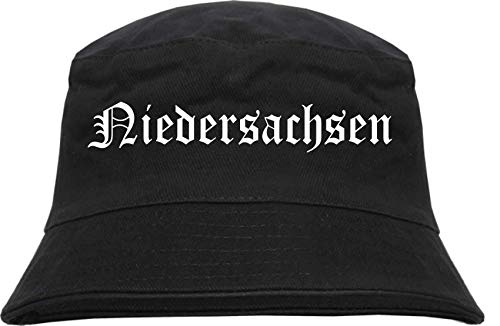 sostex Niedersachsen Fischerhut - Altdeutsch - Bedruckt - Bucket Hat Anglerhut Hut Schwarz S/M von sostex