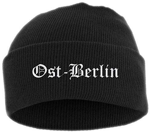sostex Ost-Berlin Umschlagmütze - Altdeutsch - Bestickt - Mütze mit breitem Umschlag Einheitsgröße Schwarz von sostex