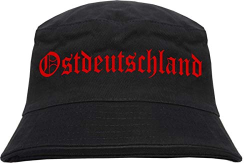 sostex Ostdeutschland Fischerhut - Druckfarbe Rot - Bucket Hat S/M Schwarz von sostex