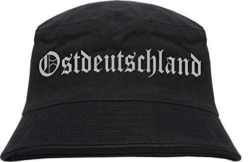 sostex Ostdeutschland Fischerhut - Druckfarbe Silber - Bucket Hat S/M Schwarz von sostex
