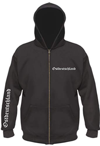 sostex Ostdeutschland Kapuzenjacke - altdeutsch Bedruckt - Sweatjacke Jacke Hoodie XL Schwarz von sostex