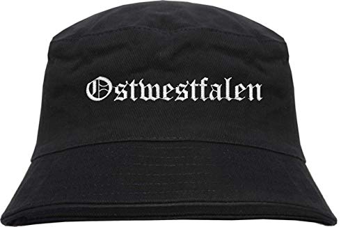 sostex Ostwestfalen Fischerhut - Altdeutsch - Bestickt - Bucket Hat Anglerhut Hut Schwarz L/XL von sostex