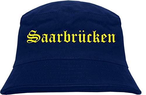 sostex Saarbrücken Fischerhut - Dunkelblau - Gelber Druck - Bucket Hat L/XL Dunkelblau von sostex