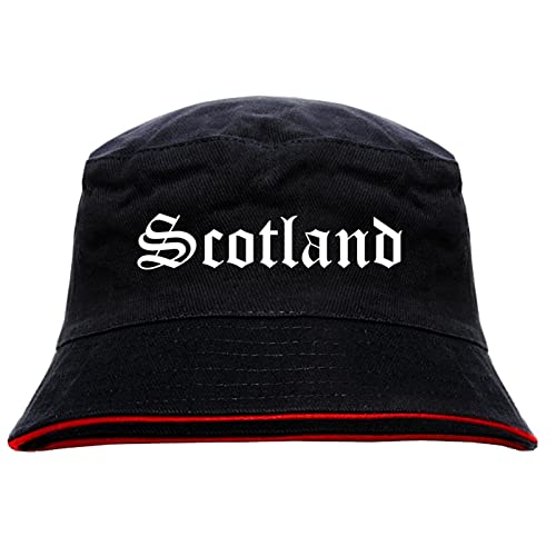 sostex Scotland Anglerhut - Altdeutsche Schrift - Schwarz-Roter Fischerhut L Schwarz von sostex