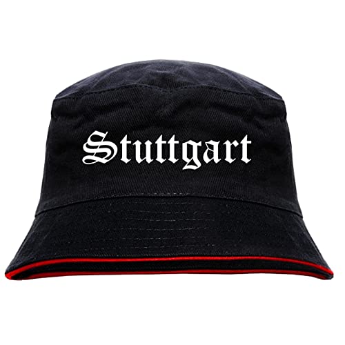 sostex Stuttgart Anglerhut - Altdeutsche Schrift - Schwarz-Roter Fischerhut M Schwarz von sostex