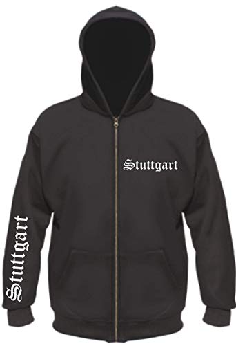 sostex Stuttgart Kapuzenjacke - altdeutsch Bedruckt - Sweatjacke Jacke Hoodie 2XL Schwarz von sostex