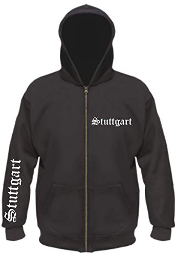 sostex Stuttgart Kapuzenjacke - altdeutsch Bedruckt - Sweatjacke Jacke Hoodie L Schwarz von sostex