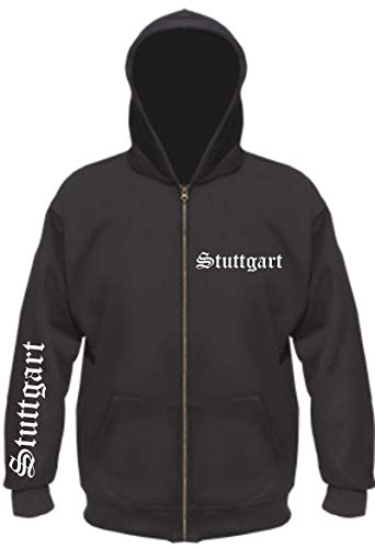 sostex Stuttgart Kapuzenjacke - altdeutsch Bedruckt - Sweatjacke Jacke Hoodie XL Schwarz von sostex