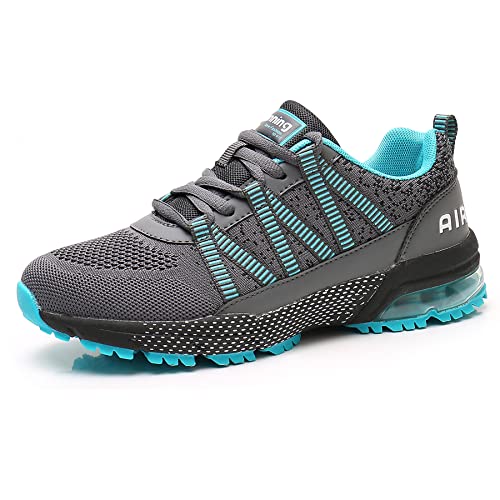 sotirsvs Herren Damen Laufschuhe Sportschuhe mit Luftpolster Turnschuhe Profilsohle Sneakers Leichte Schuhe Sport Outdoor Joggen Running Shoe Greyblue 42 EU von sotirsvs