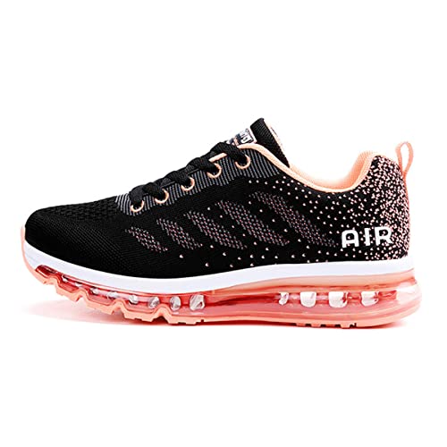 sotirsvs Herren Damen Sportschuhe Laufschuhe Straßenlaufschuhe Sneaker mit Luftpolster Turnschuhe Atmungsaktiv Leichte Schuhe Black Orange 39 EU von sotirsvs