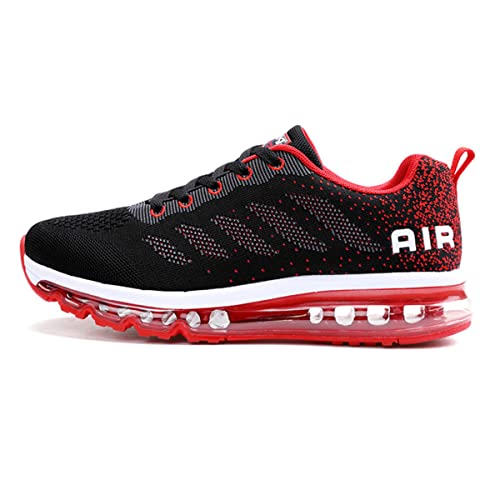 sotirsvs Herren Damen Sportschuhe Laufschuhe Straßenlaufschuhe Sneaker mit Luftpolster Turnschuhe Atmungsaktiv Leichte Schuhe Black Red 42 EU von sotirsvs