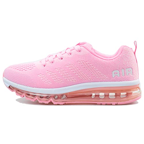 sotirsvs Herren Damen Sportschuhe Laufschuhe Straßenlaufschuhe Sneaker mit Luftpolster Turnschuhe Atmungsaktiv Leichte Schuhe White Pink 39 EU von sotirsvs