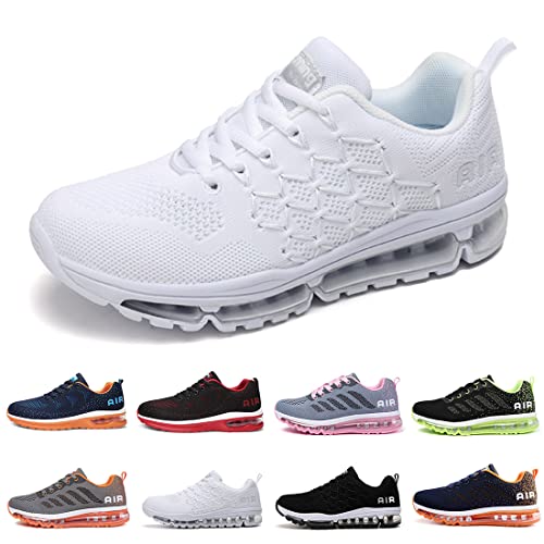 sotirsvs Laufschuhe Herren Damen Sportschuhe Leicht Turnschuhe Straßenlaufschuhe Luftschuhe Atmungsaktiv Air Schuhe Running Sneakers Mode Jogging Fitness Gym Athletic Outdoor 877-Purewhite-38 von sotirsvs