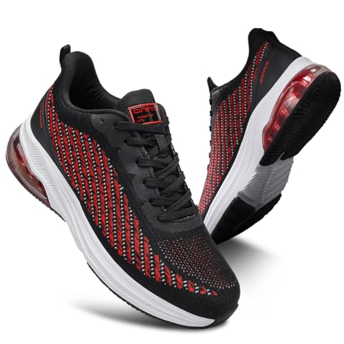 sotirsvs Sportschuhe Herren Laufschuhe Damen Leichtgewicht Luftpolster Turnschuhe Straßenlaufschuhe Sneaker Joggingschuhe Atmungsaktiv Gym Fitness Outdoor Schuhe BlackRed 36 EU von sotirsvs