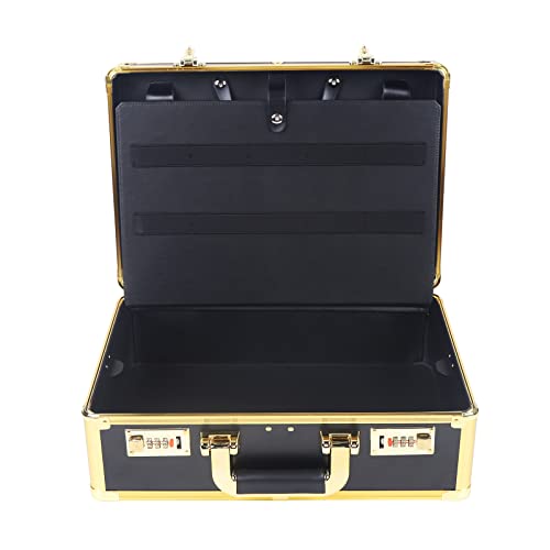 Tragbar Großer Friseursalon Stylist Koffer, 40x28cm Werkzeug Organizer, Kosmetikkoffer Mit Passwortsperre, Großer Kapazität, Barber Stylist Werkzeugaufbewahrung (Gold) von soudesileim