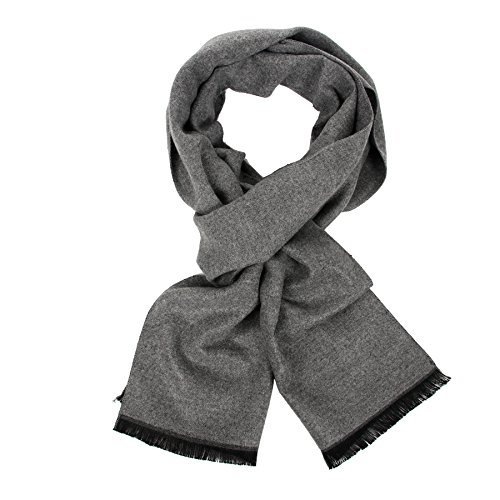 soul young Herren Herbst Baumwolle kariert Schal- Winter Jungen Warm Lange Scarf mit Luxuriöse eschenkbox(Grau) von soul young