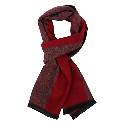 soul young Herren Herbst Baumwolle kariert Schal- Winter Jungen Warm Lange Scarf mit Luxuriöse eschenkbox(Rot) von soul young