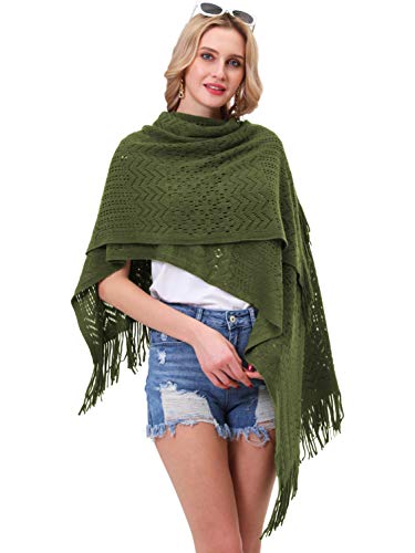 soul young Damen Stricken Stola Große Größen Warm Weich Poncho Shawl Cardigan Kimono(Einheitsgröße, Grün) von sy soul young