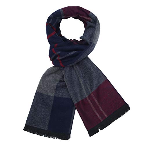 soul young Herren Herbst Baumwolle Kariert Schal- Winter Jungen Warm Lange Scarf mit Luxuriöse eschenkbox(Rot Tibetisches Grün Gitter) von soul young