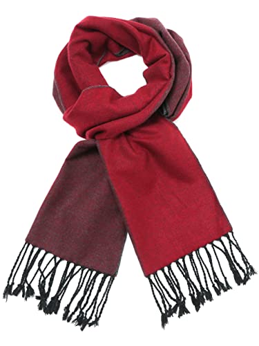 soul young Herren Herbst Baumwolle kariert Schal- Winter Jungen Warm Lange Scarf mit Luxuriöse eschenkbox(Quaste,Burgund) von soul young