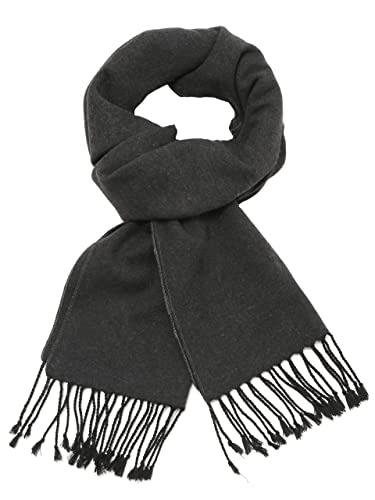 soul young Herren Herbst Baumwolle kariert Schal- Winter Jungen Warm Lange Scarf mit Luxuriöse eschenkbox(Quaste,Dark grau) von soul young