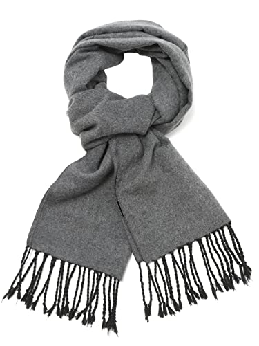 soul young Herren Herbst Baumwolle kariert Schal- Winter Jungen Warm Lange Scarf mit Luxuriöse eschenkbox(Quaste,Hether grau) von soul young