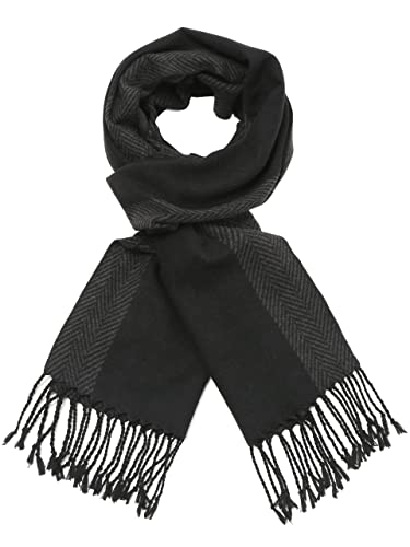 soul young Herren Herbst Baumwolle kariert Schal- Winter Jungen Warm Lange Scarf mit Luxuriöse eschenkbox(Quaste,Rosa & Schwarz) von soul young