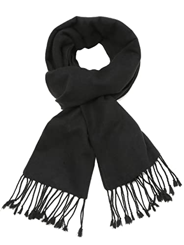 soul young Herren Herbst Baumwolle kariert Schal- Winter Jungen Warm Lange Scarf mit Luxuriöse eschenkbox(Quaste,Schwarz) von soul young