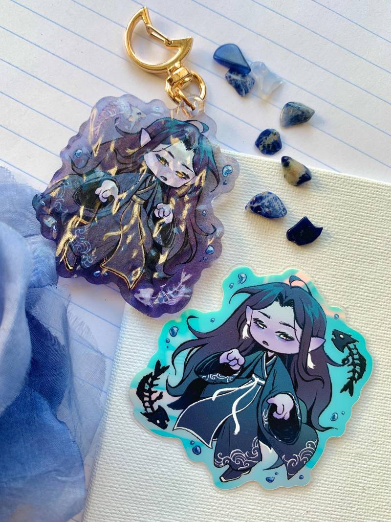 He Xuan Acryl Ripple Schlüsselbund Und Glow in The Dark Irisierenden Aufkleber von soulcatproducts