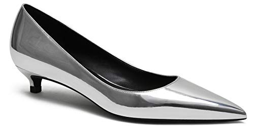 soulength High Heels Schuhe Damen 130 Bequem 3cm Kitten-Heel Lackleder Pumps Silber größe 42 von soulength
