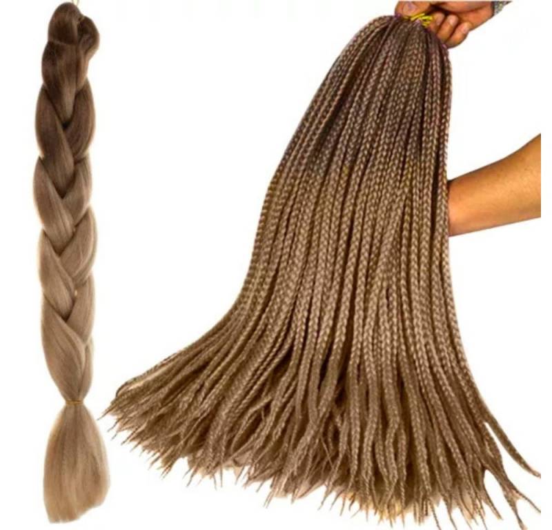 soulima Kunsthaar-Extension Haarverlängerung Ombre Zopf, 60 cm lang, dicht verarbeitet, mattes Finish für natürlichen Look von soulima