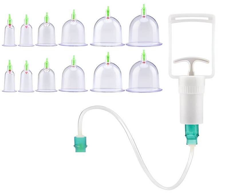 soulima Vakuum-Massager Schröpfen Schröpfgläser Set, Spar-Set 13-tlg., 12x Schröpfgläser, 1x Vakuum-Pumpe, inkl. Vakuum-Pumpe von soulima