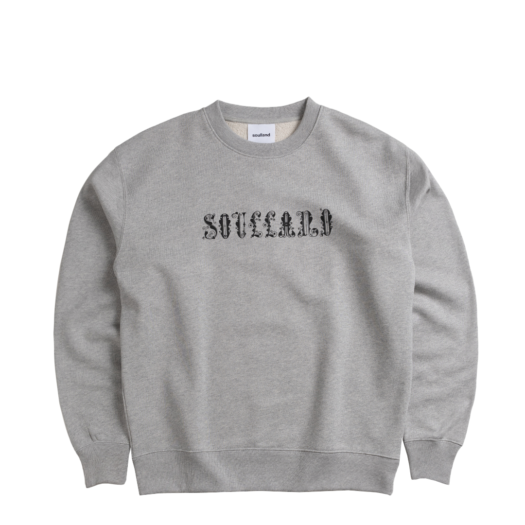 soulland Herren Crewneck Sweater nachhaltiger Pullover Circus Logo Sweatshirt Grau von soulland