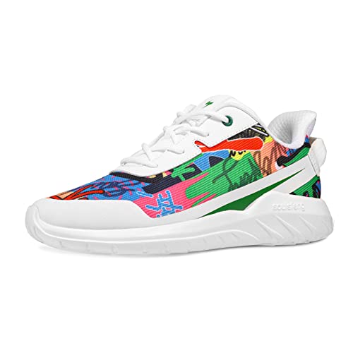 soulsfeng Sneaker atmungsaktive Laufschuhe leicht Turnschuhe Mode Sportschuhe Damen Herren Graffiti weiß 38 von soulsfeng