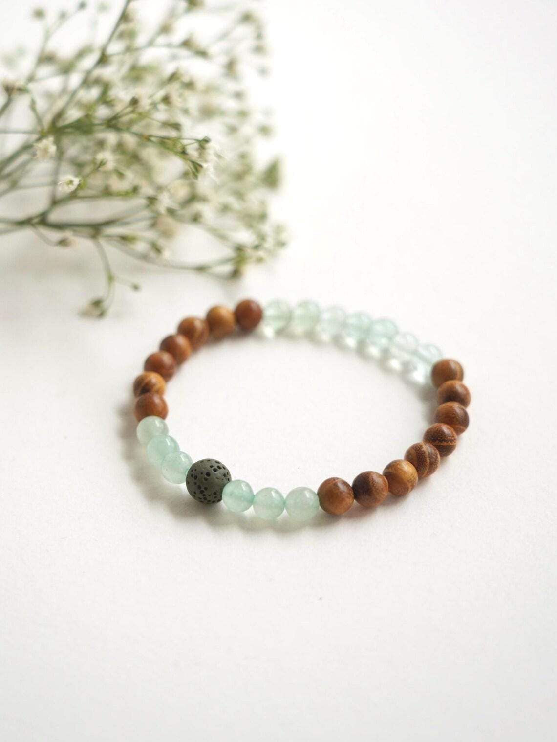 Edelstein Armband „Besänftigung" - Grüner Aventurin & Fluorit Mit Goldenem Rosenholz | 5 Gefühle Kollektion Gelassenheit, Harmonie, Ruhe von soulyogashop