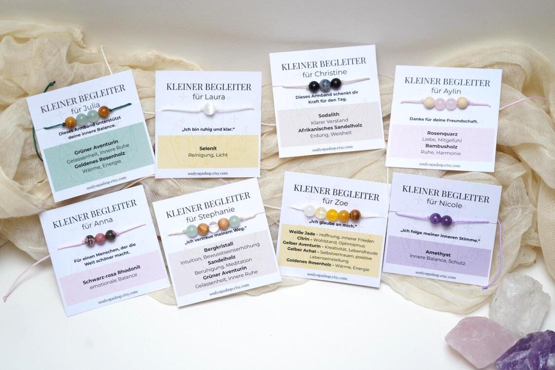 Personalisiertes Edelsteinarmband "Kleiner Begleiter" - Mit Karte, Bedeutung & Affirmation, Personalisiertes Armband Damen, Geschenk Für Sie von soulyogashop
