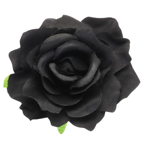 sourcing map 1 Stück Rosenblüten Haarklammern 10 cm Blumen Haarnadeln Blumenbrosche für Damen Haaraccessoires Schwarz von sourcing map