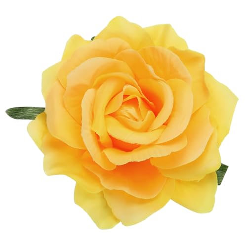 sourcing map 1 x Rosen-Haarspangen, 10,2 cm, Blumen-Haarnadeln, Blumenbrosche für Damen, Haar-Accessoires, Gelb von sourcing map