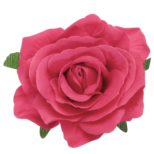 sourcing map 1 x Rosen-Haarspangen, 10,2 cm, Blumen-Haarnadeln, Blumenbrosche für Damen, Haar-Accessoires, Rosenrot von sourcing map