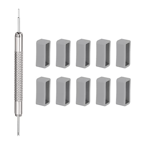 sourcing map 10 Stück Uhrenarmbandschlaufe 24mm Gummi Uhrenhalterung Ringe Halterung mit Feder Werkzeug für Uhrenarmband Reparatur, Grau von sourcing map