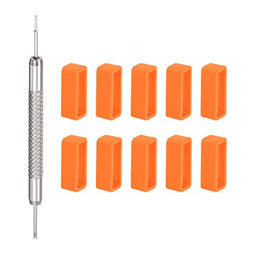 sourcing map 10Stk. Uhrenarmband Schleife 14mm Gummi Uhrenhalter Befestigung Ringhalterung mit Federstabwerkzeug zur Uhrenarmband Reparatur Orange von sourcing map