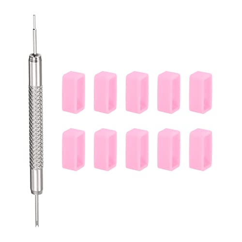 sourcing map 10Stk. Uhrenarmband Schleife 22mm Gummi Uhrenhalter Befestigung Ringhalterung mit Federstabwerkzeug zur Uhrenarmband Reparatur Rosa von sourcing map