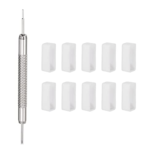 sourcing map 10Stk. Uhrenarmband Schleife 26mm Gummi Uhrenhalter Befestigung Ringhalterung mit Federstabwerkzeug zur Uhrenarmband Reparatur Weiß von sourcing map