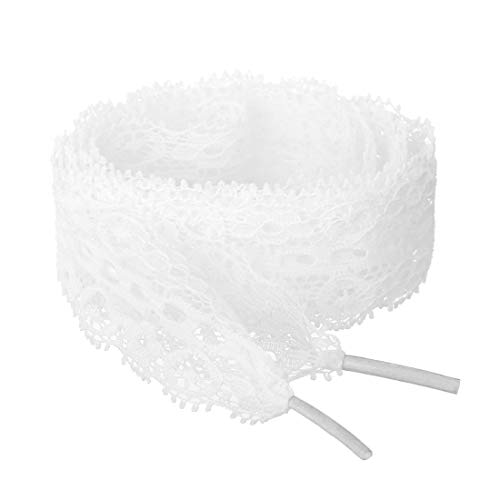 sourcing map 2 Paare Damen Flache hohle Blumen Spitze Schnürsenkel Weiß 60cm von sourcing map