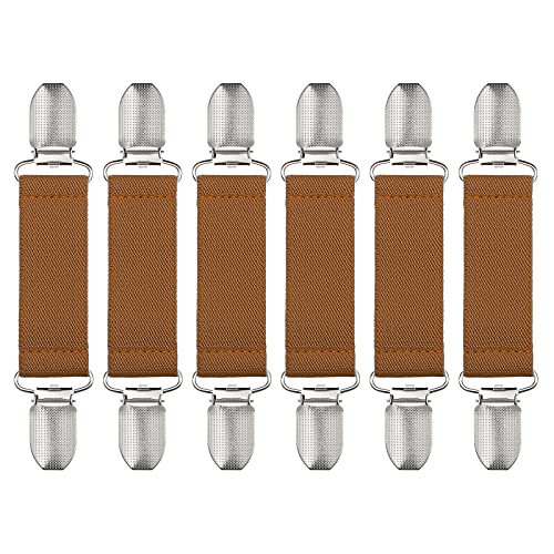 sourcing map 6 Stück Kleid Regeln Clips Pullover Schal Strickjacke Kragen Schal Clip Elastische Kleid Clips Zurück Cinch für Frauen Braun von sourcing map