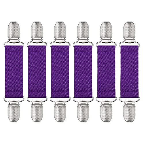 sourcing map 6 Stück Kleid Regeln Clips Pullover Schal Strickjacke Kragen Schal Clip Elastische Kleid Clips Zurück Cinch für Frauen Lila von sourcing map
