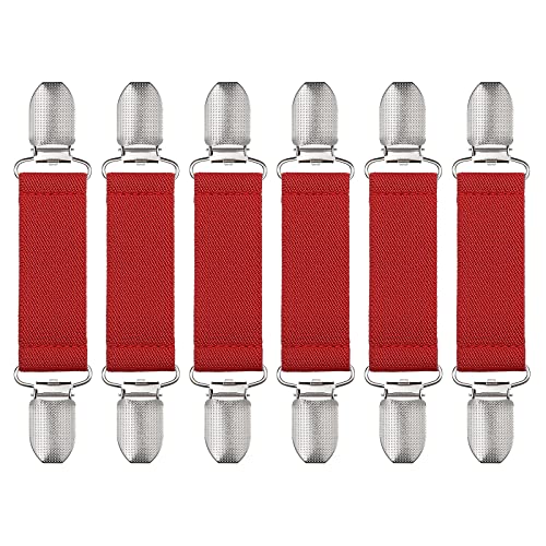 sourcing map 6 Stück Kleid Regeln Clips Pullover Schal Strickjacke Kragen Schal Clip Elastische Kleid Clips Zurück Cinch für Frauen Rot von sourcing map